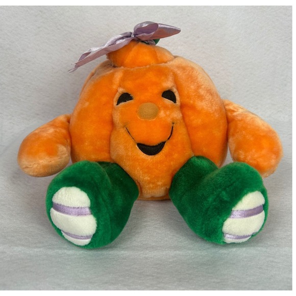 Beta Toys Other - VTG‎ Pumpkin Plush Halloween Jack-O-Lantern Storage Orange Green